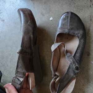 Women's Leather Mary Jane Wedge Shoes